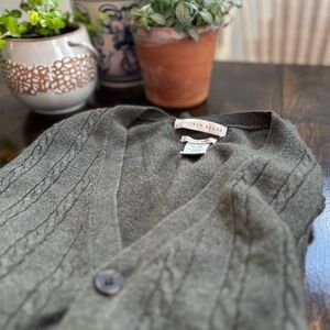 Geoffrey Beene Sweater Vest XL | Olive Gray Cable Knit | Super Soft Vintage